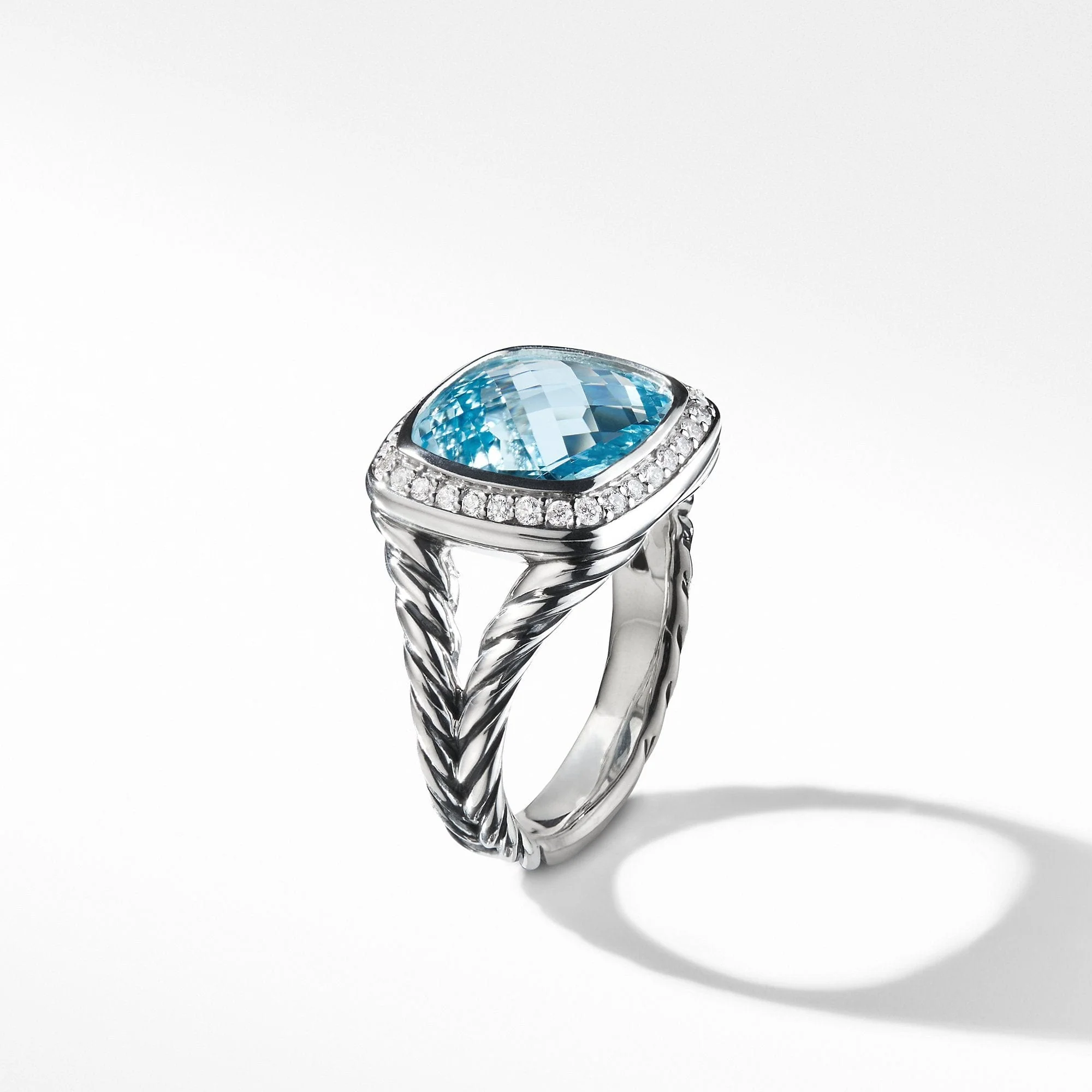 Ring with Blue Topaz and Diamonds - Image 4