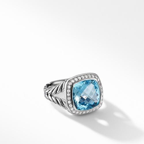 Ring with Blue Topaz and Diamonds - Image 3