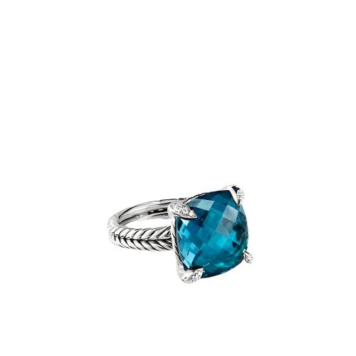 Ring with Hampton Blue Topaz and Diamonds - Image 3