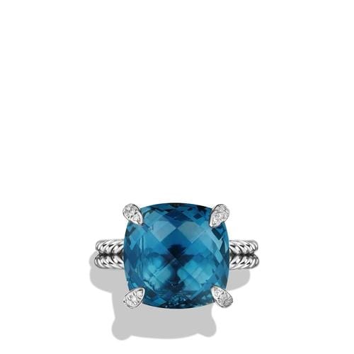 Ring with Hampton Blue Topaz and Diamonds - Image 4
