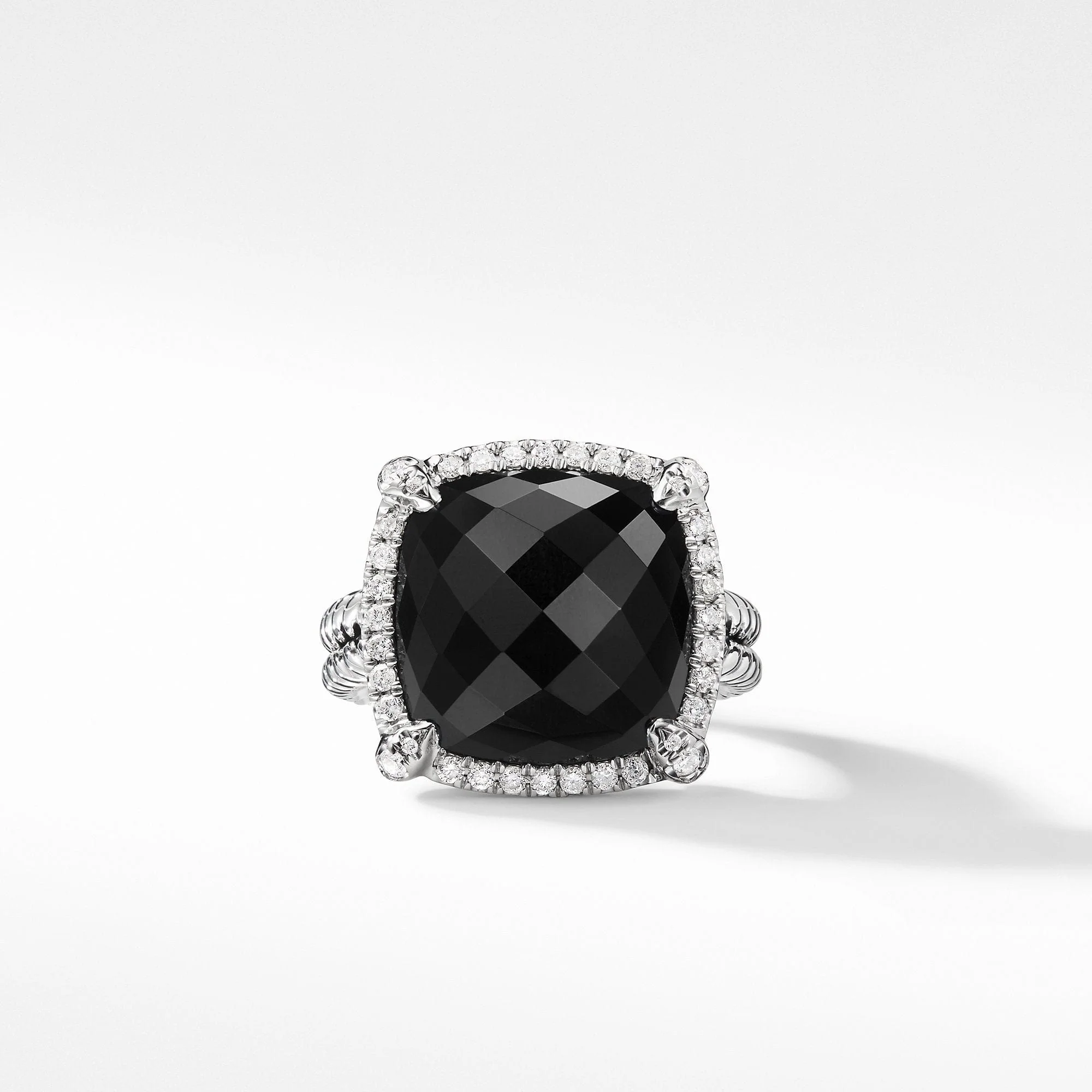 Chatelaine® Pave Bezel Ring with Black Onyx and Diamonds 1 - Image 3
