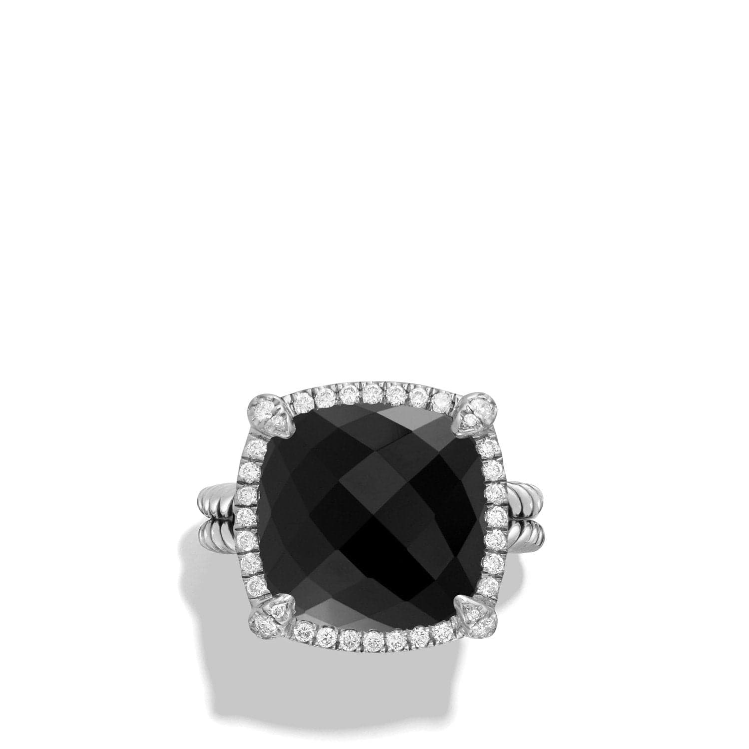 Chatelaine® Pave Bezel Ring with Black Onyx and Diamonds 1 - Image 4