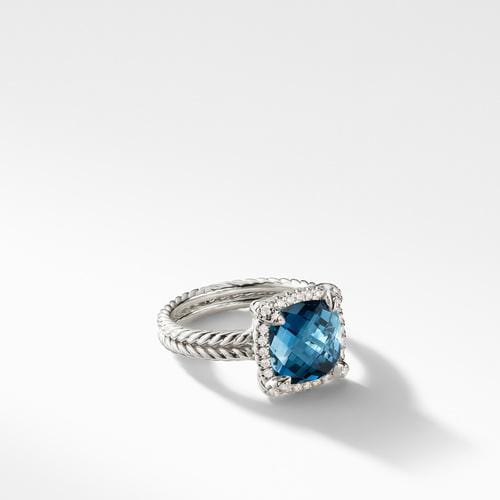 Chatelaine Pave Bezel Ring with Hampton Blue Topaz and Diamonds, 9mm - Image 3