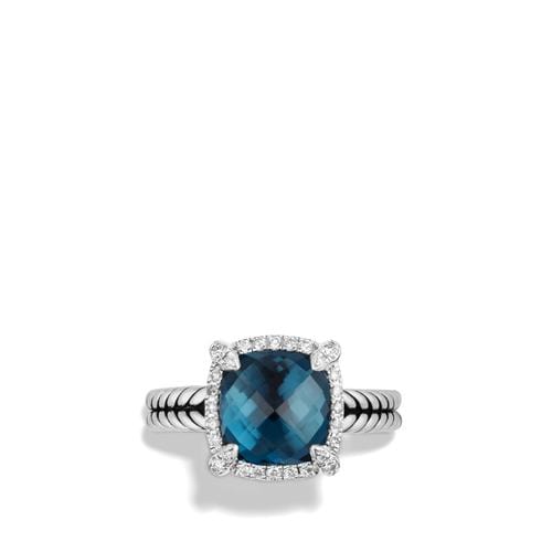 Chatelaine Pave Bezel Ring with Hampton Blue Topaz and Diamonds, 9mm - Image 4