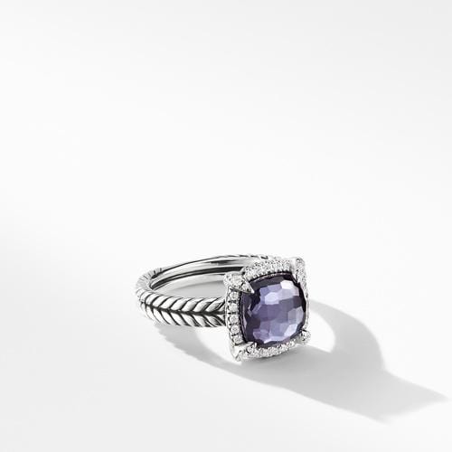 Chatelaine® Pave Bezel Ring with Black Orchard and Diamonds, 9mm - Image 3