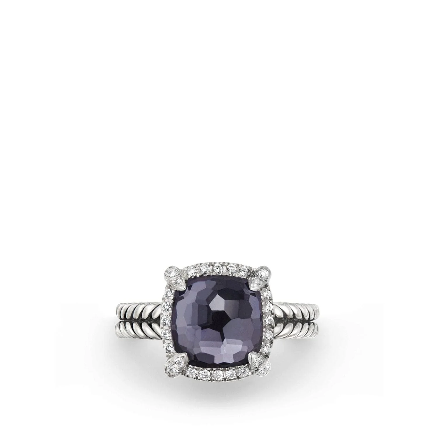 Chatelaine® Pave Bezel Ring with Black Orchid and Diamonds mm - Image 4