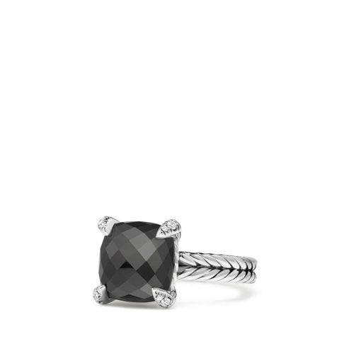 Chatelaine® Ring with Black Onyx and Diamonds, 11mm - Image 3