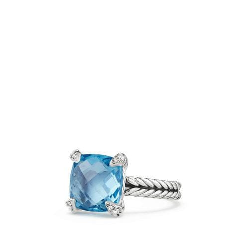 Chatelaine® Ring with Blue Topaz and Diamonds, 11mm - Image 3