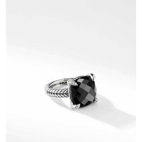 Chatelaine® Ring with Black Onyx and Diamonds, 14mm - Image 3