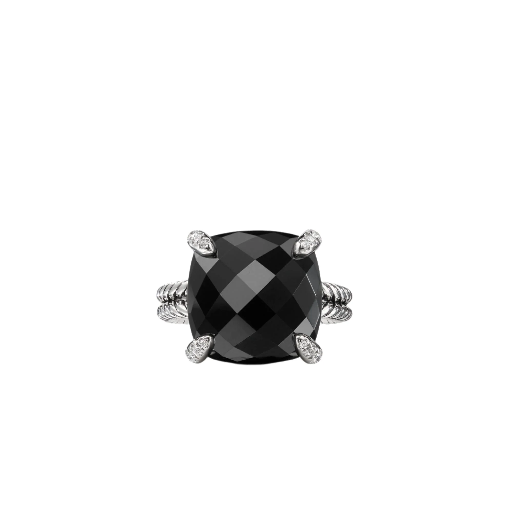 Chatelaine® Ring with Black Onyx and Diamonds, 14mm - Image 3