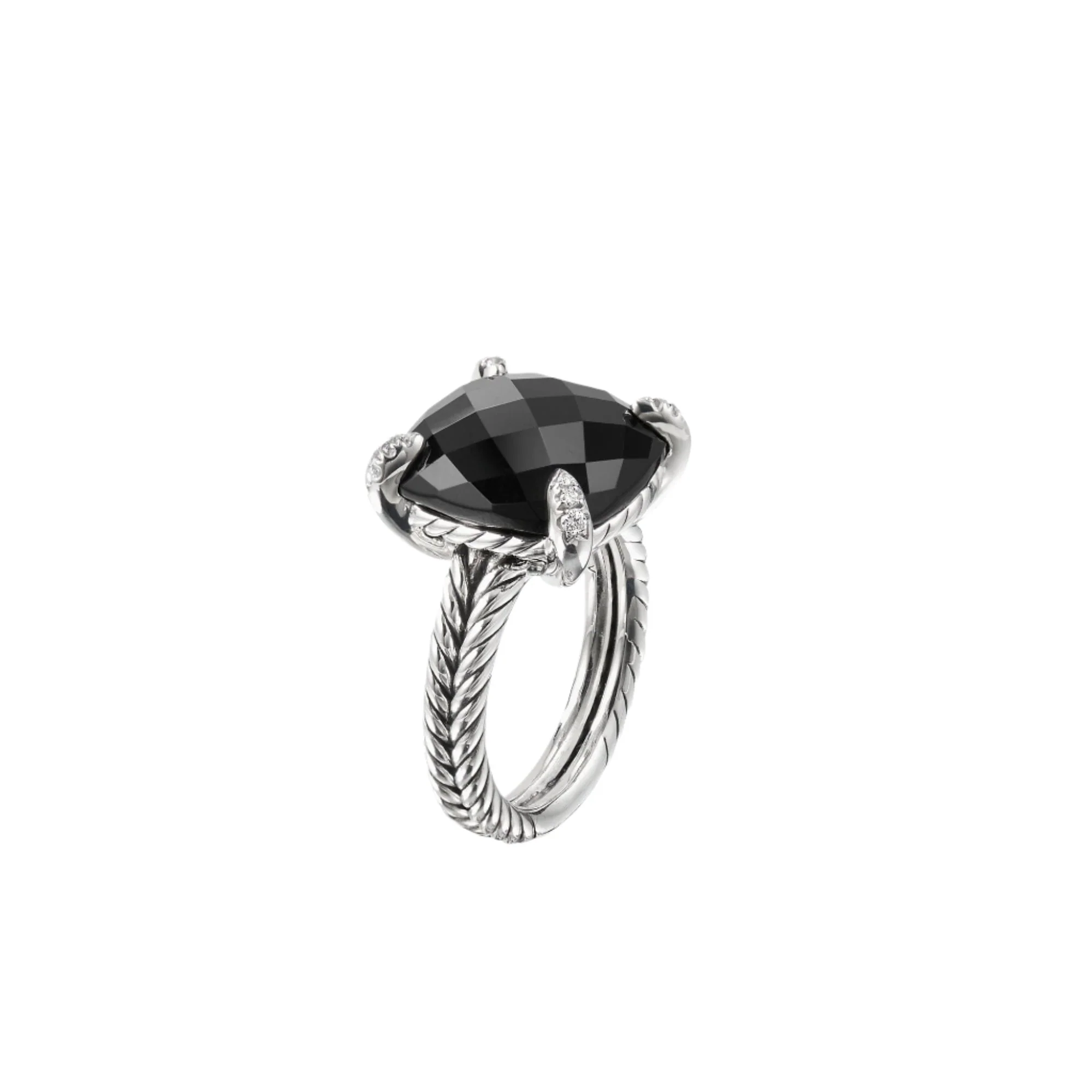 Chatelaine® Ring with Black Onyx and Diamonds, 14mm - Image 4