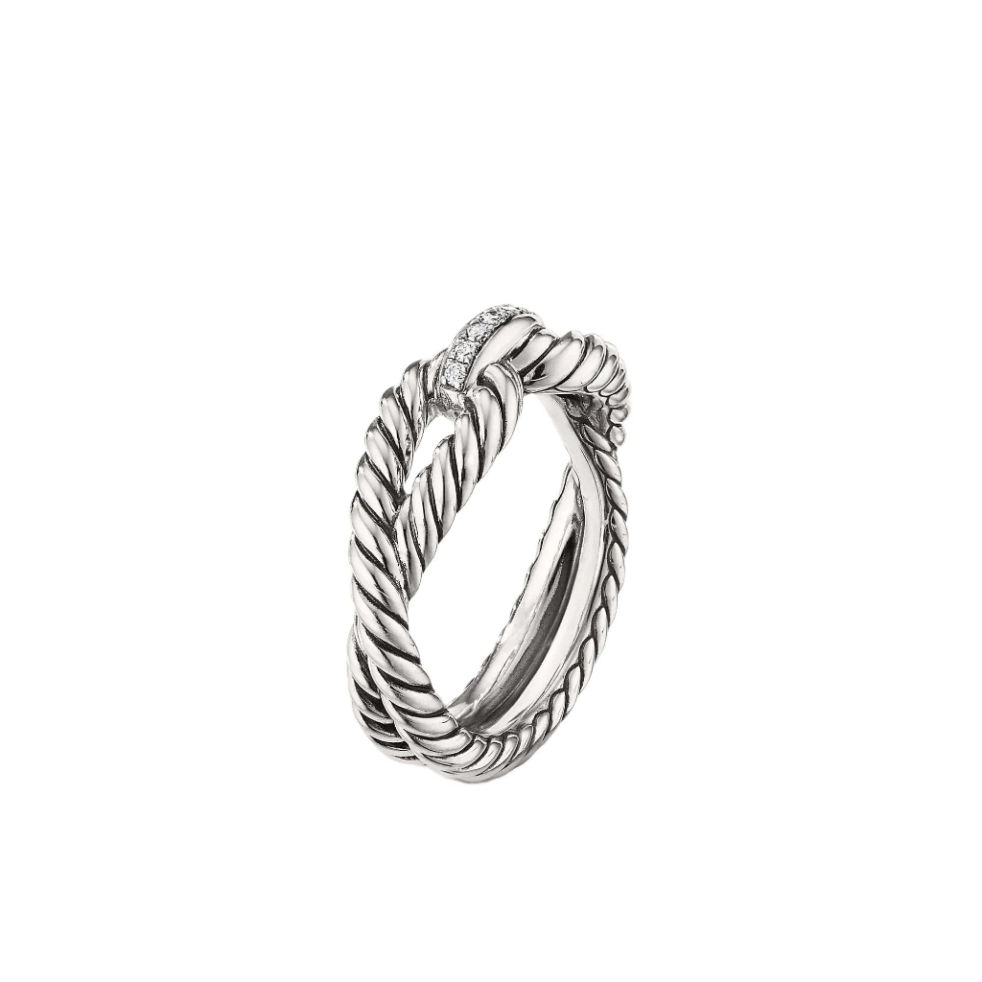 Cable Loop Ring with Diamonds - Image 4