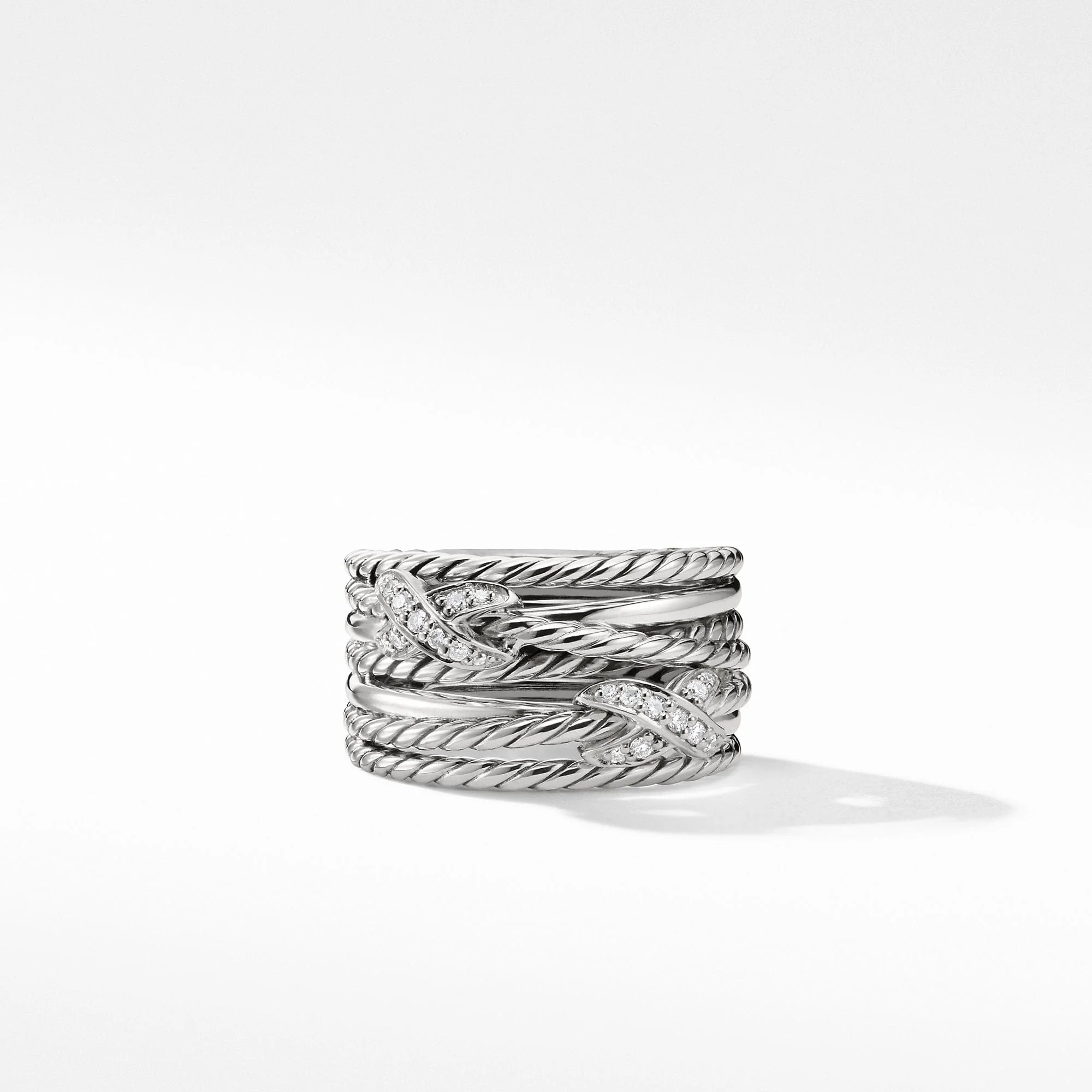 Double X Crossover Ring with Diamonds - Image 3