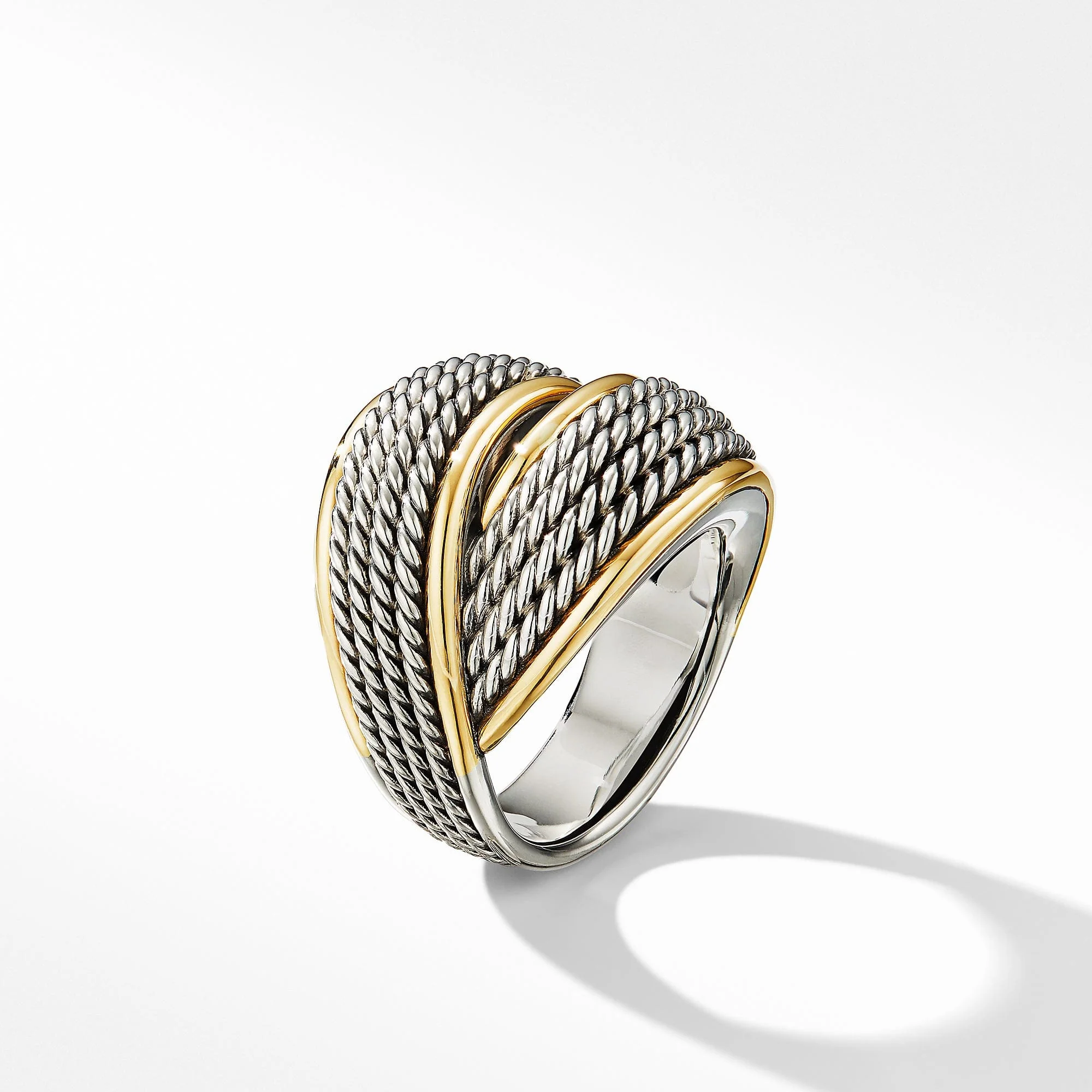 DY Origami Crossover Ring with 18K Yellow Gold - Image 2