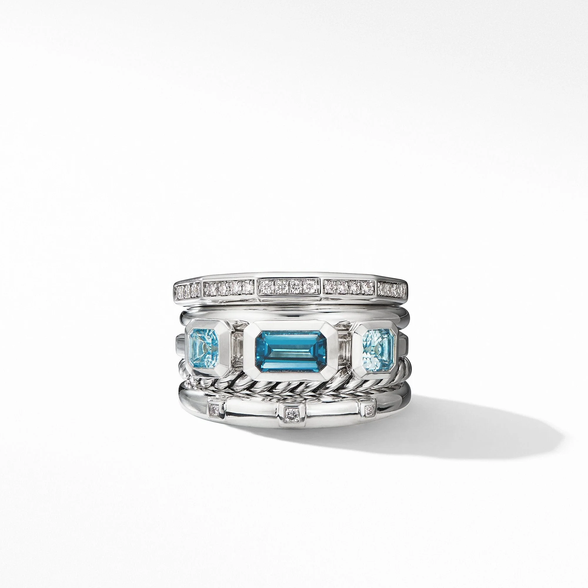 Stax Wide Ring with Hampton Blue Topaz and Diamonds - Image 2