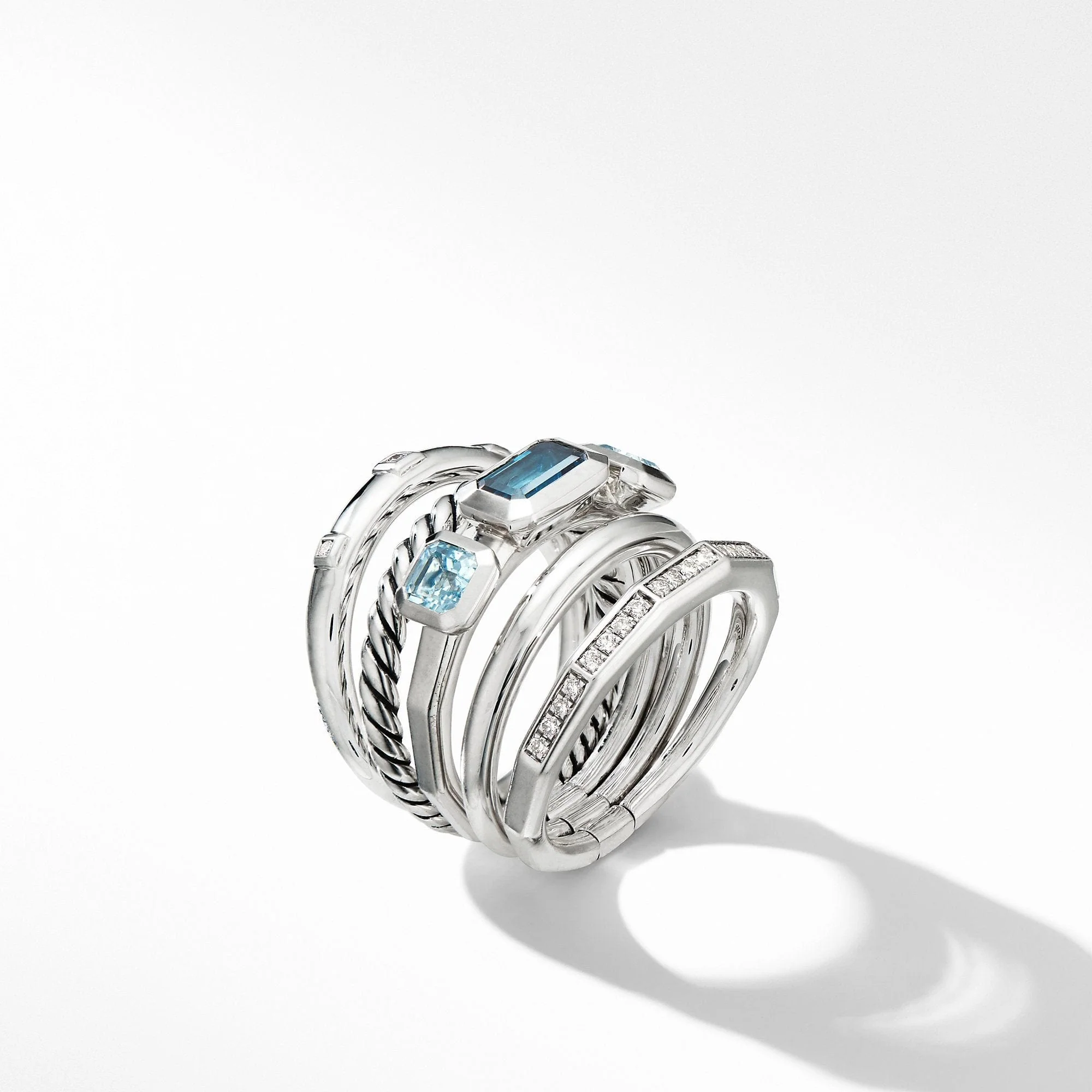 Stax Wide Ring with Hampton Blue Topaz and Diamonds - Image 3
