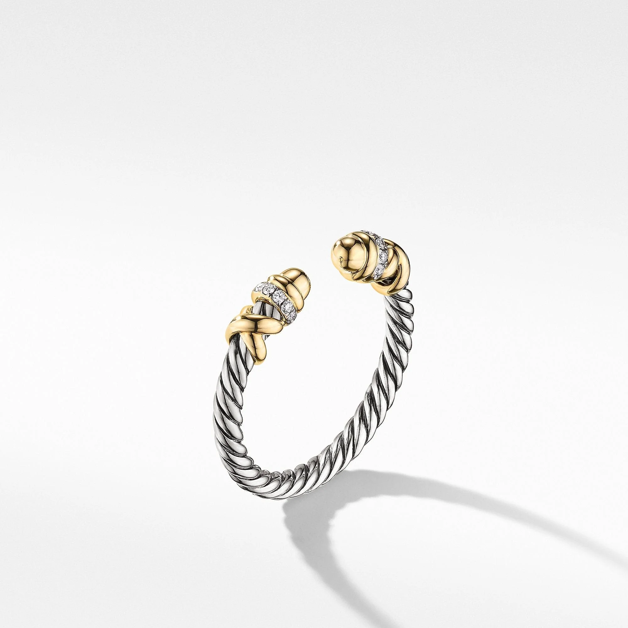 Petite Helena Open Ring with 18K Yellow Gold Domes and Diamonds - Image 3