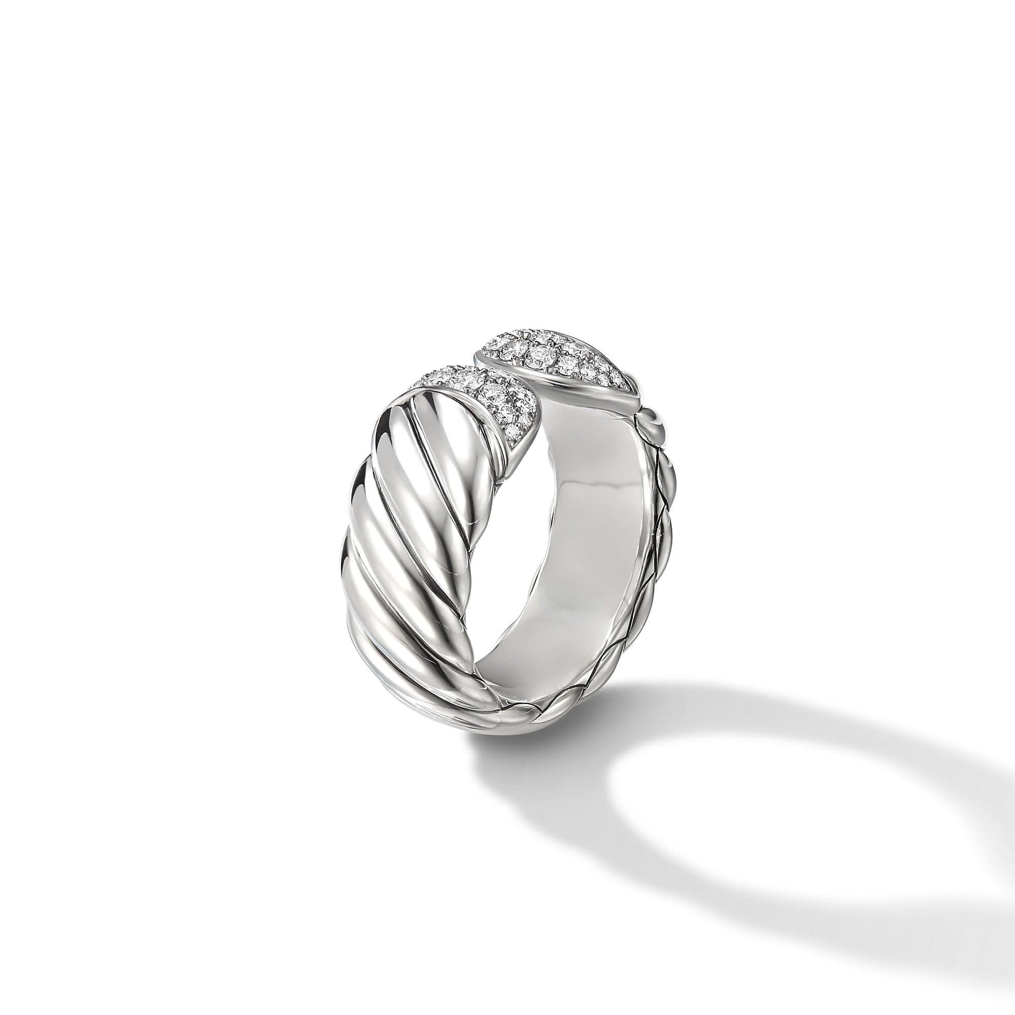 Sculpted Cable Ring with Pavé Diamonds - Image 4