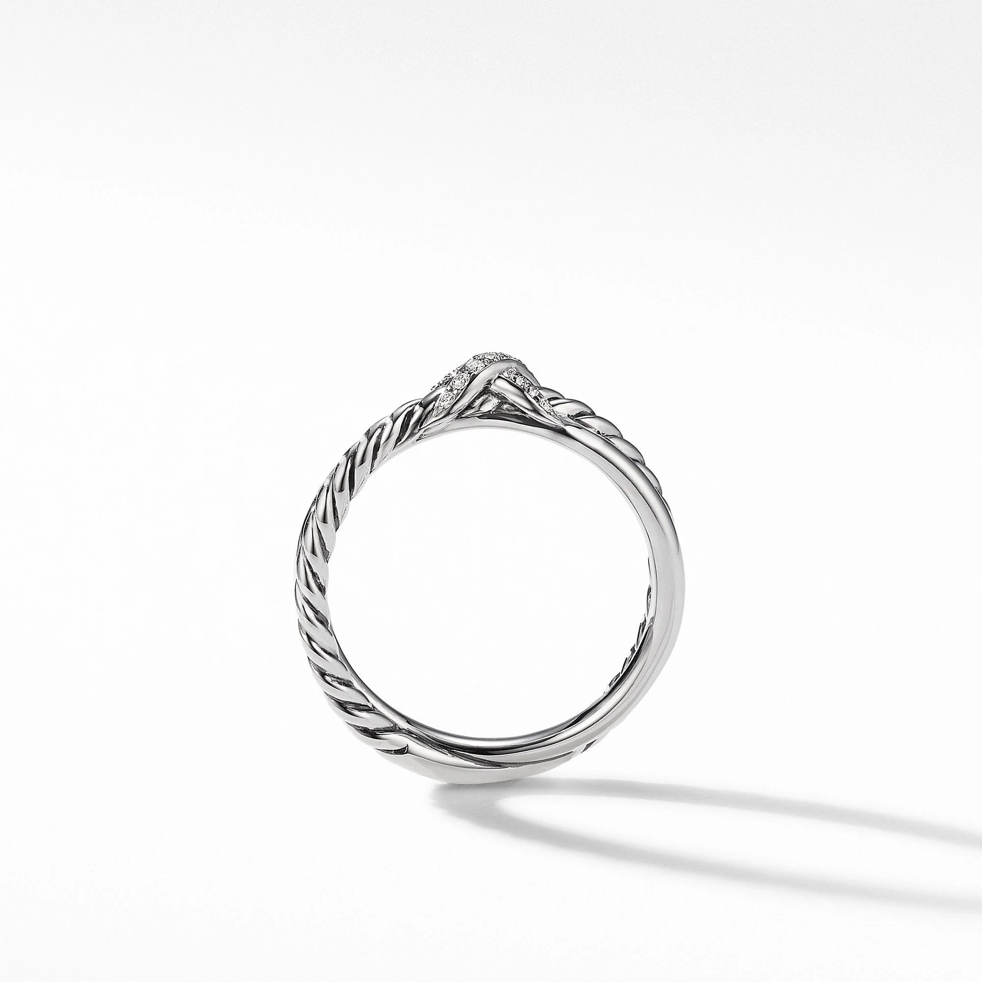 Petite X Ring with Pavé Diamonds - Image 2