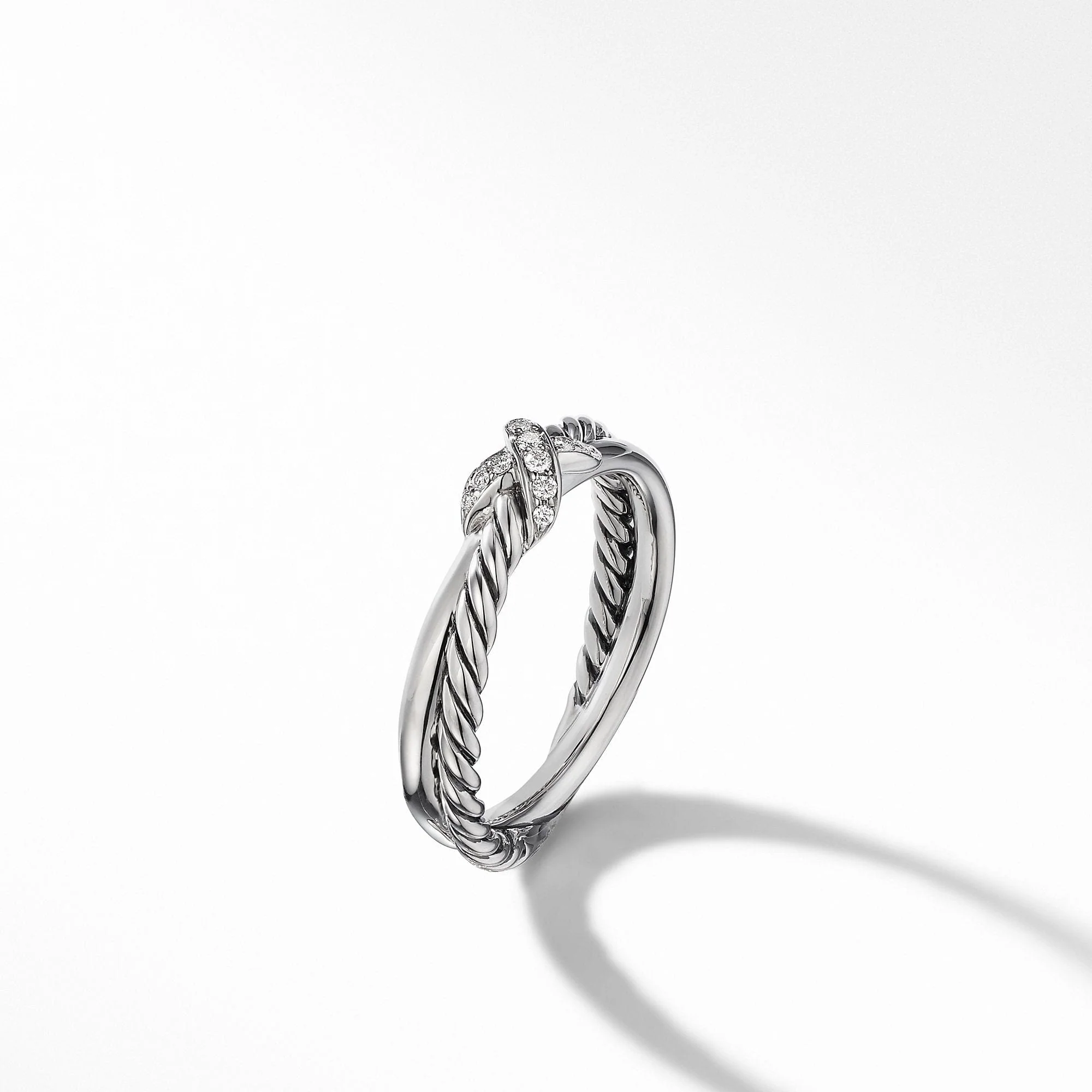 Petite X Ring with Pavé Diamonds - Image 3