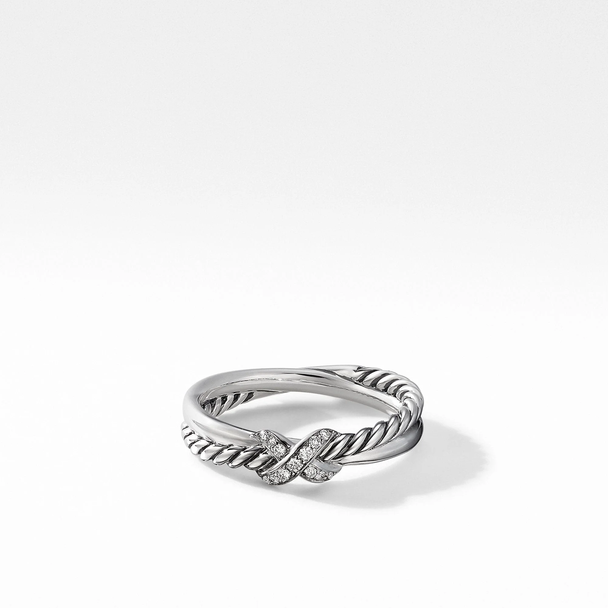 Petite X Ring with Pavé Diamonds
