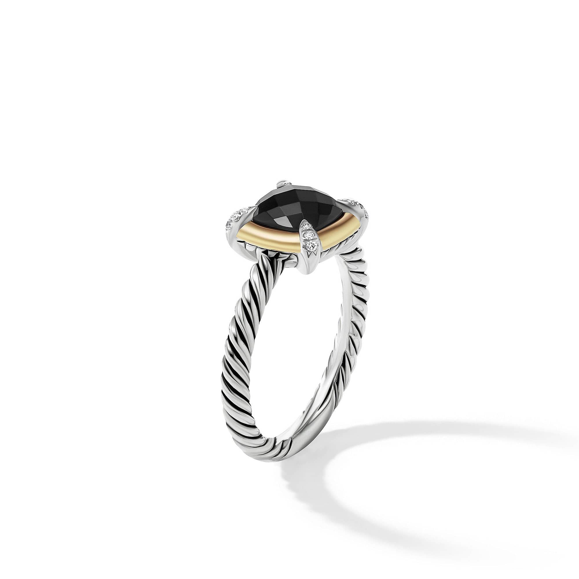 Petite Chatelaine® Ring with Black Onyx, 18K Yellow Gold Bezel and Pavé Diamonds - Image 3