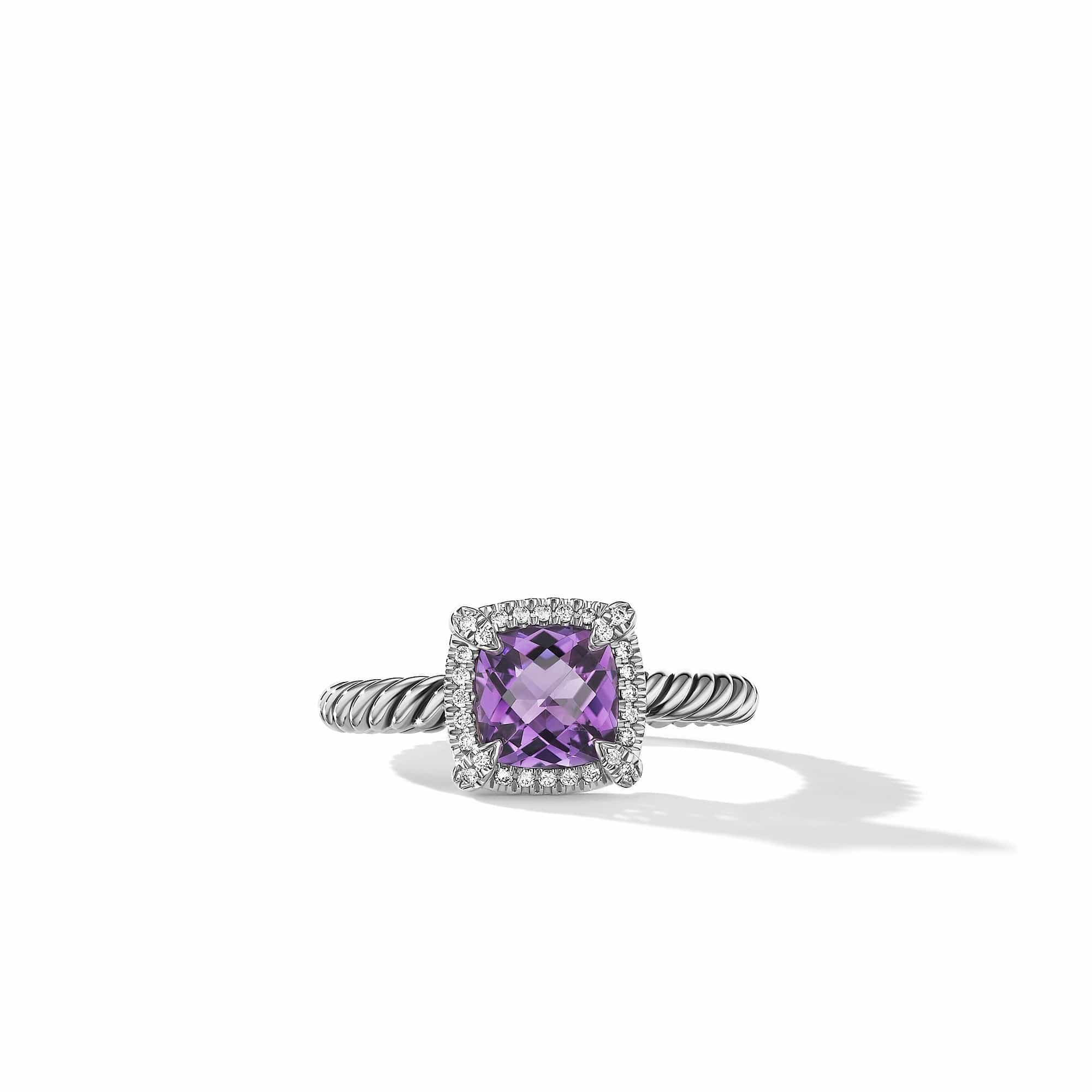 Petite Chatelaine® Pavé Bezel Ring with Amethyst and Diamonds - Image 2