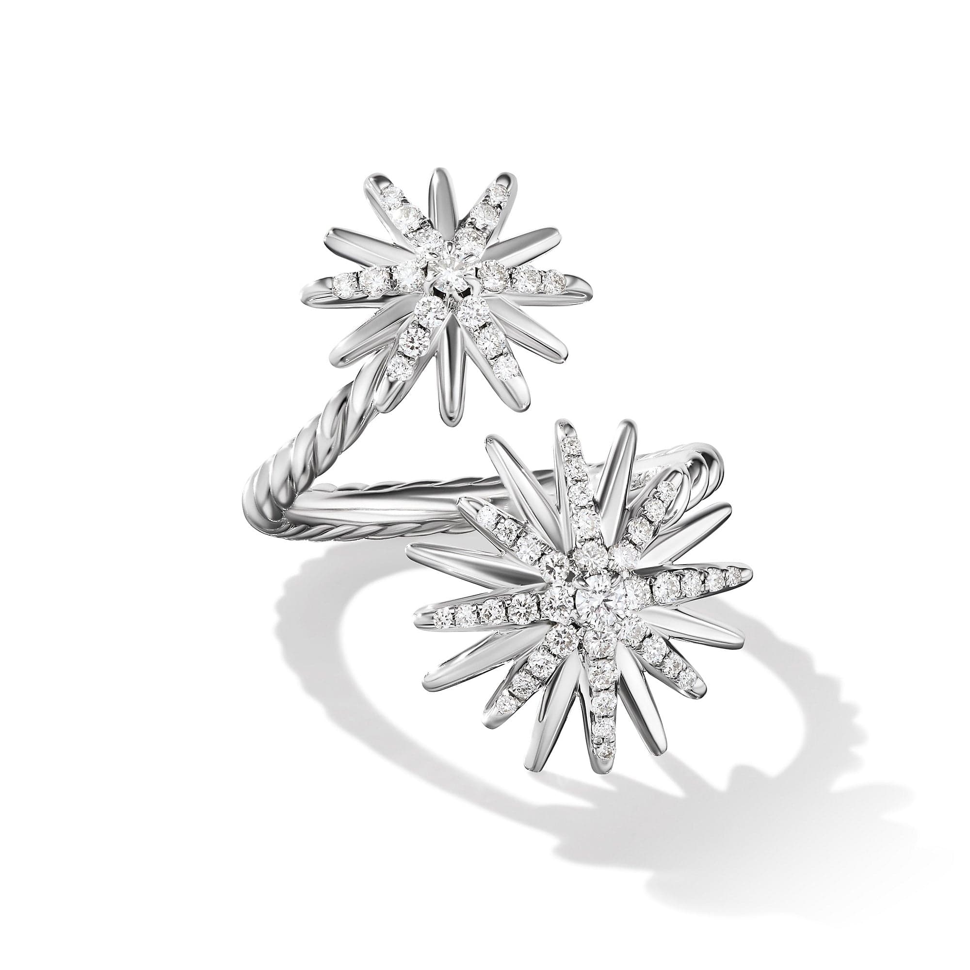 Starburst Bypass Ring with Pavé Diamonds