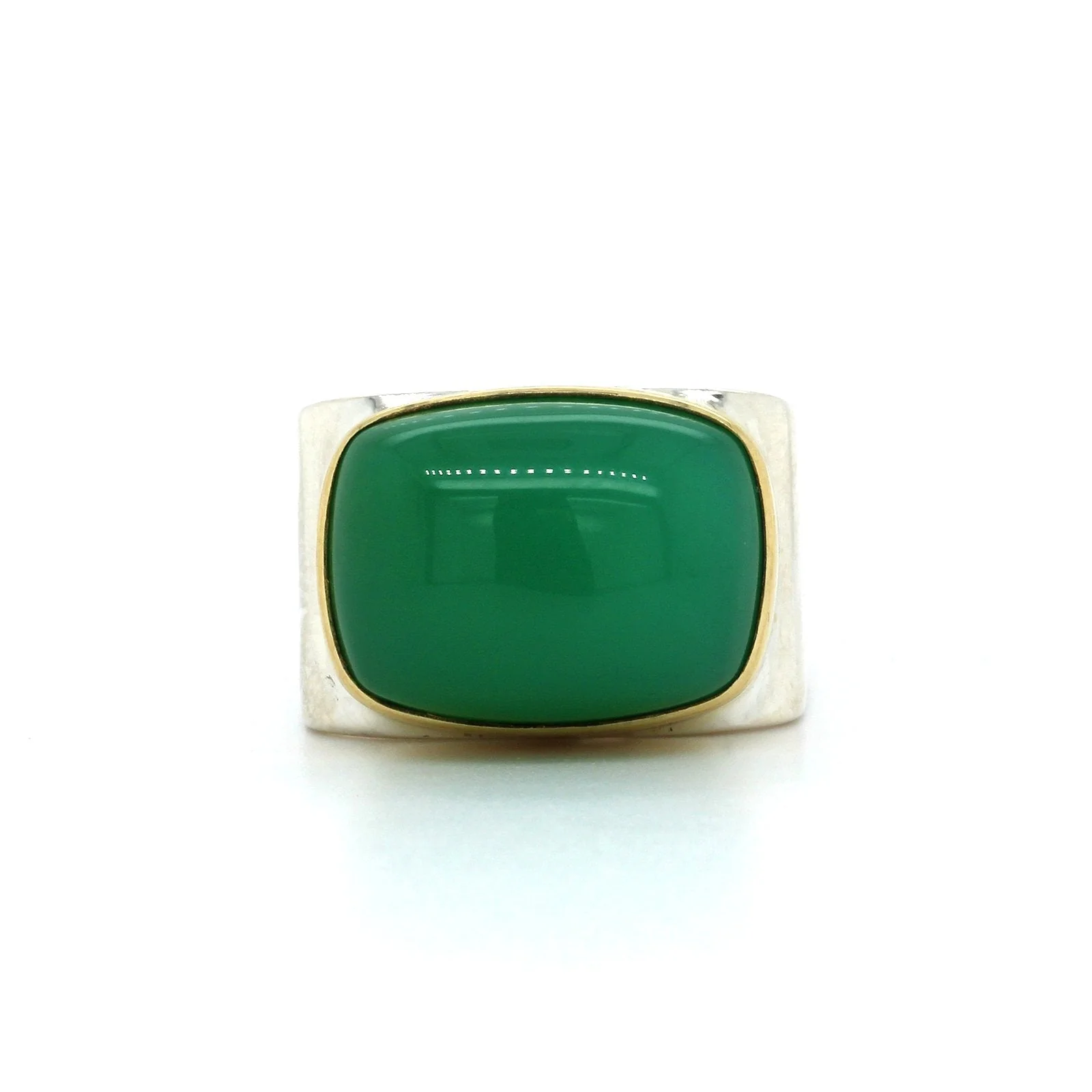 Sterling Silver Cushion Chrysoprase Square Ring