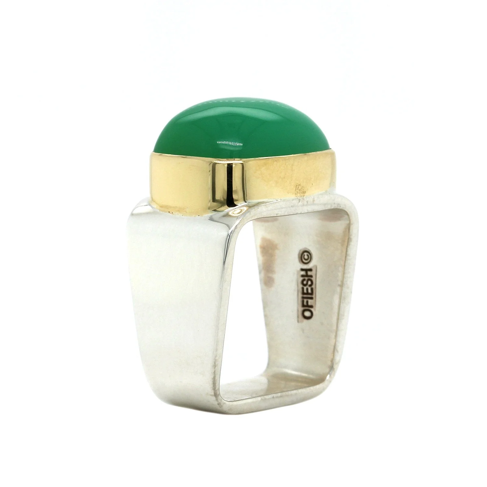 Sterling Silver Cushion Chrysoprase Square Ring - Image 3