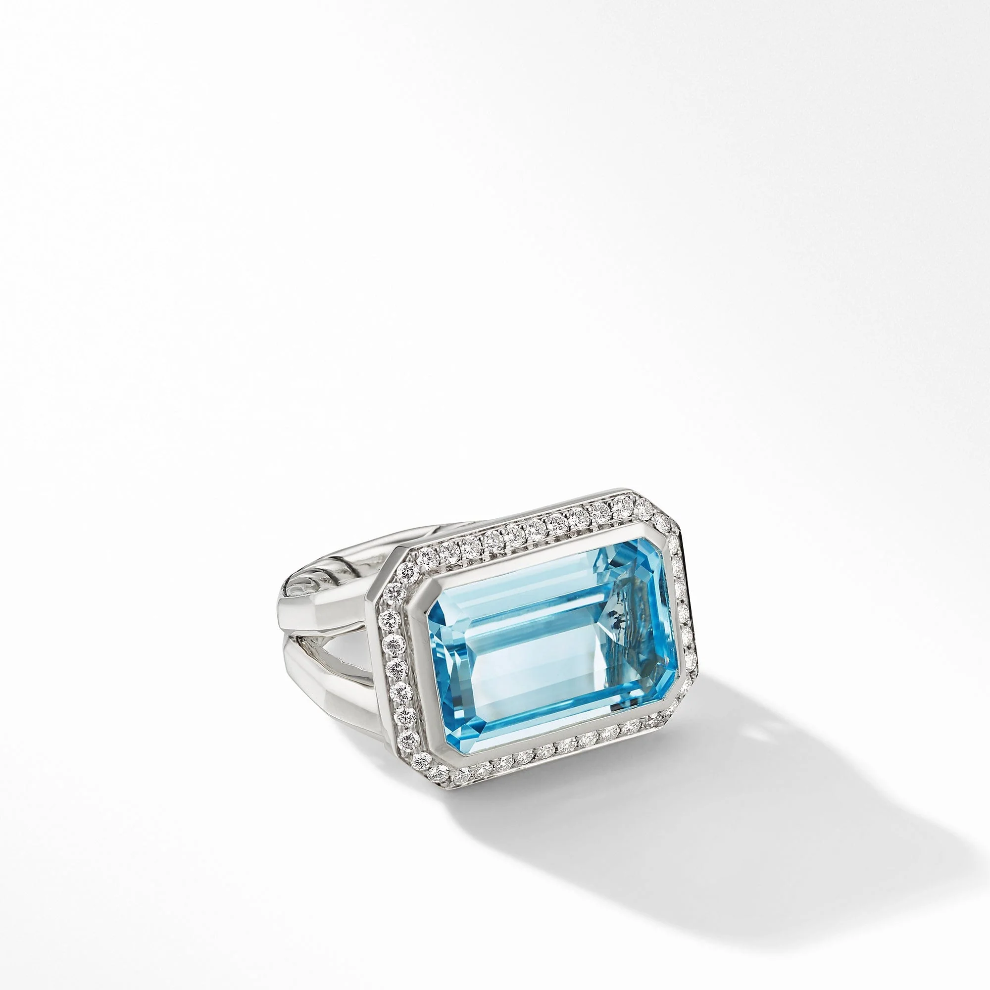 Novella Statement Ring with Blue Topaz and Pavé Diamonds