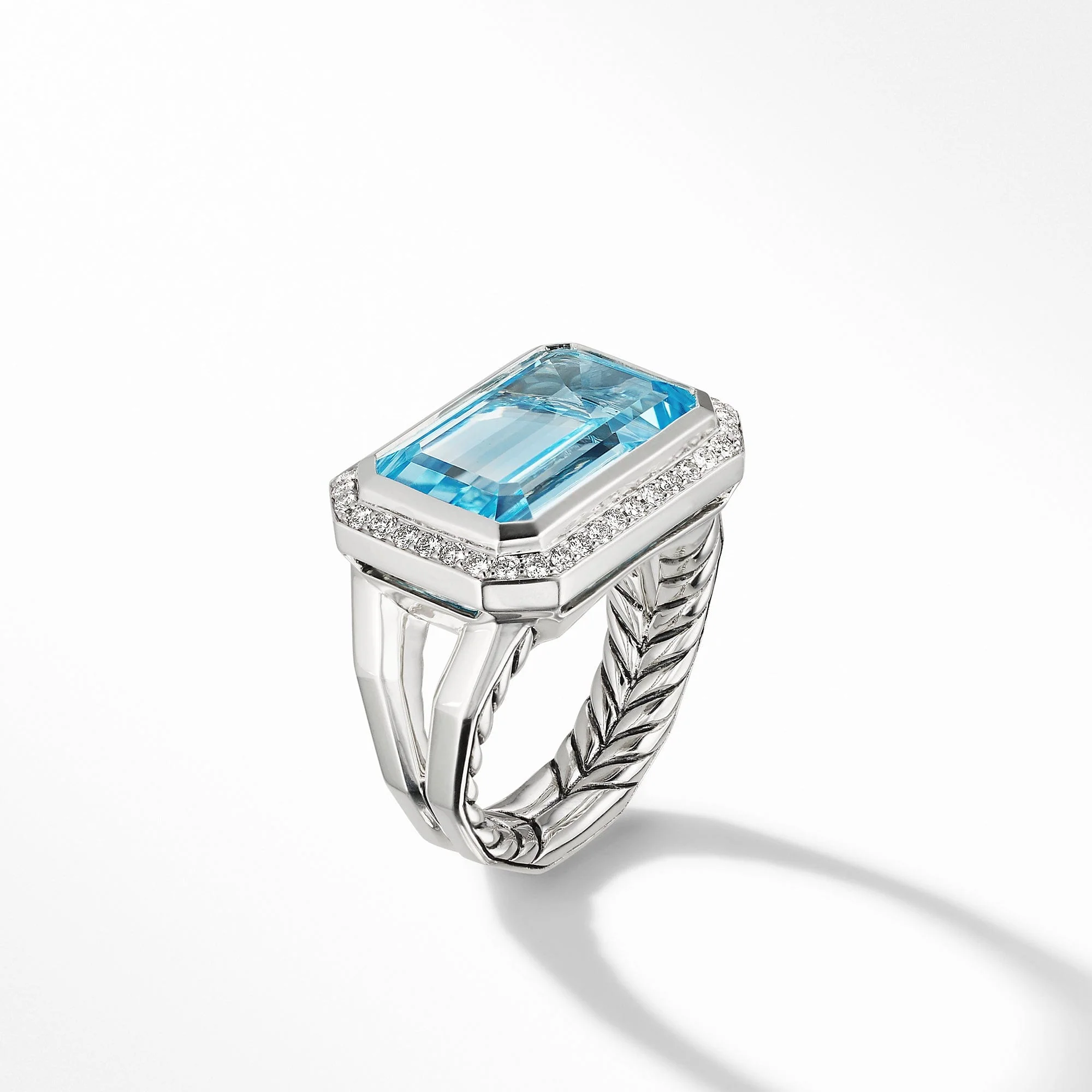 Novella Statement Ring with Blue Topaz and Pavé Diamonds - Image 4