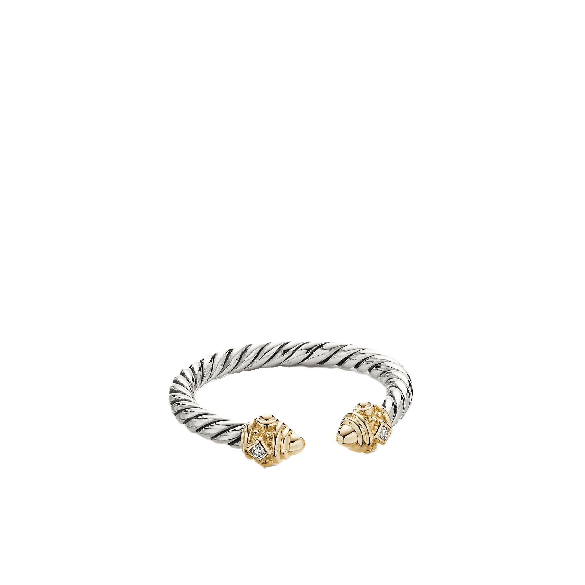 Renaissance Ring in Sterling Silver with 14K Yellow Gold Domes and Diamonds