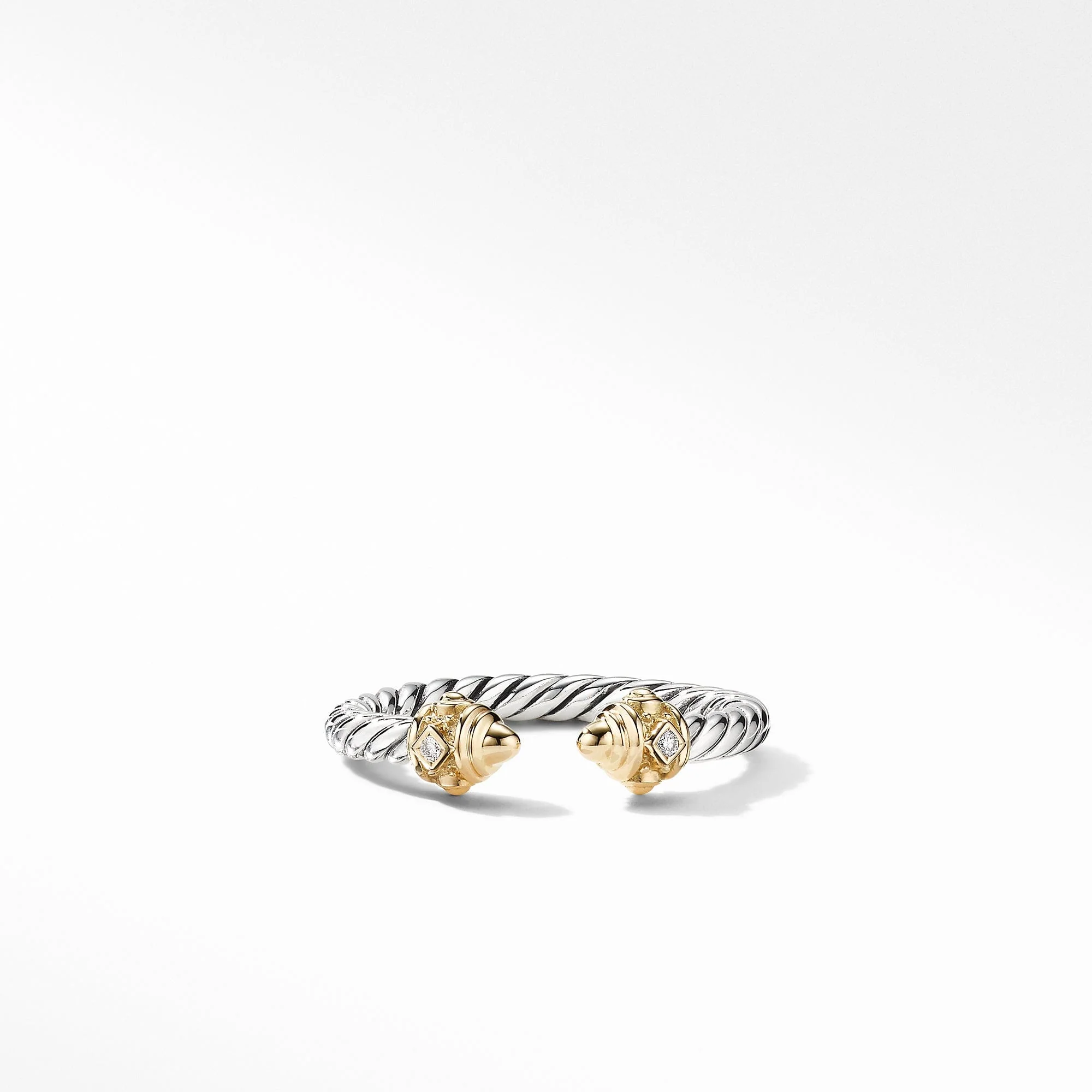 Renaissance Ring in Sterling Silver with 14K Yellow Gold Domes and Diamonds - Image 2
