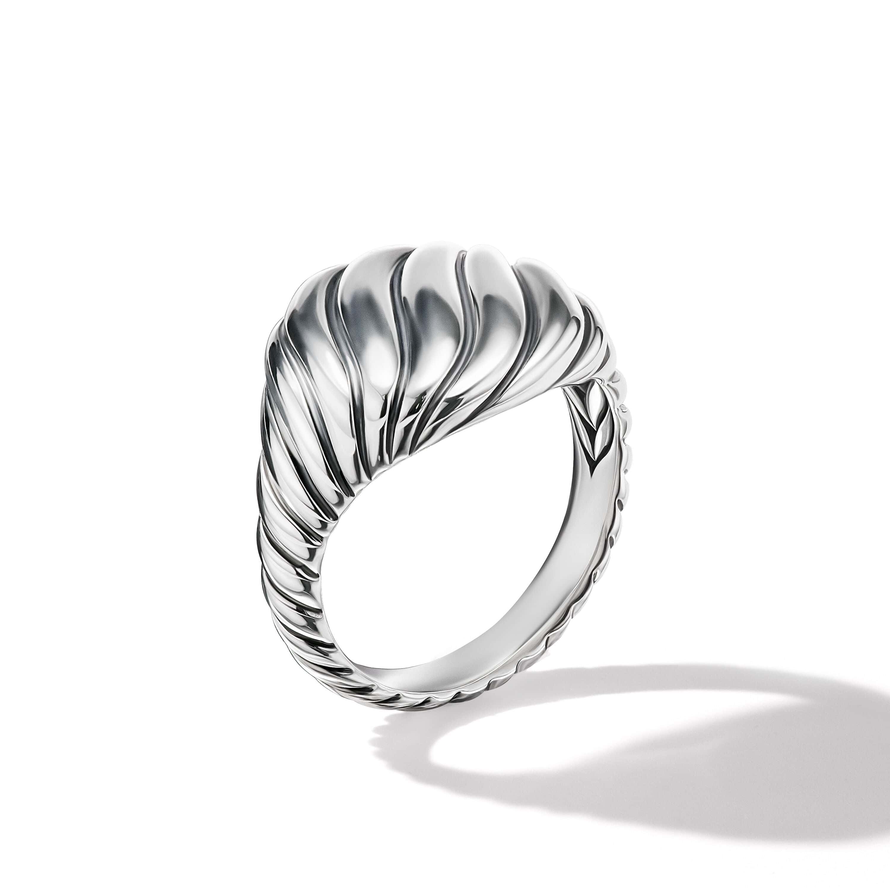 Sculpted Cable Pinky Ring in Sterling Silver - Image 3