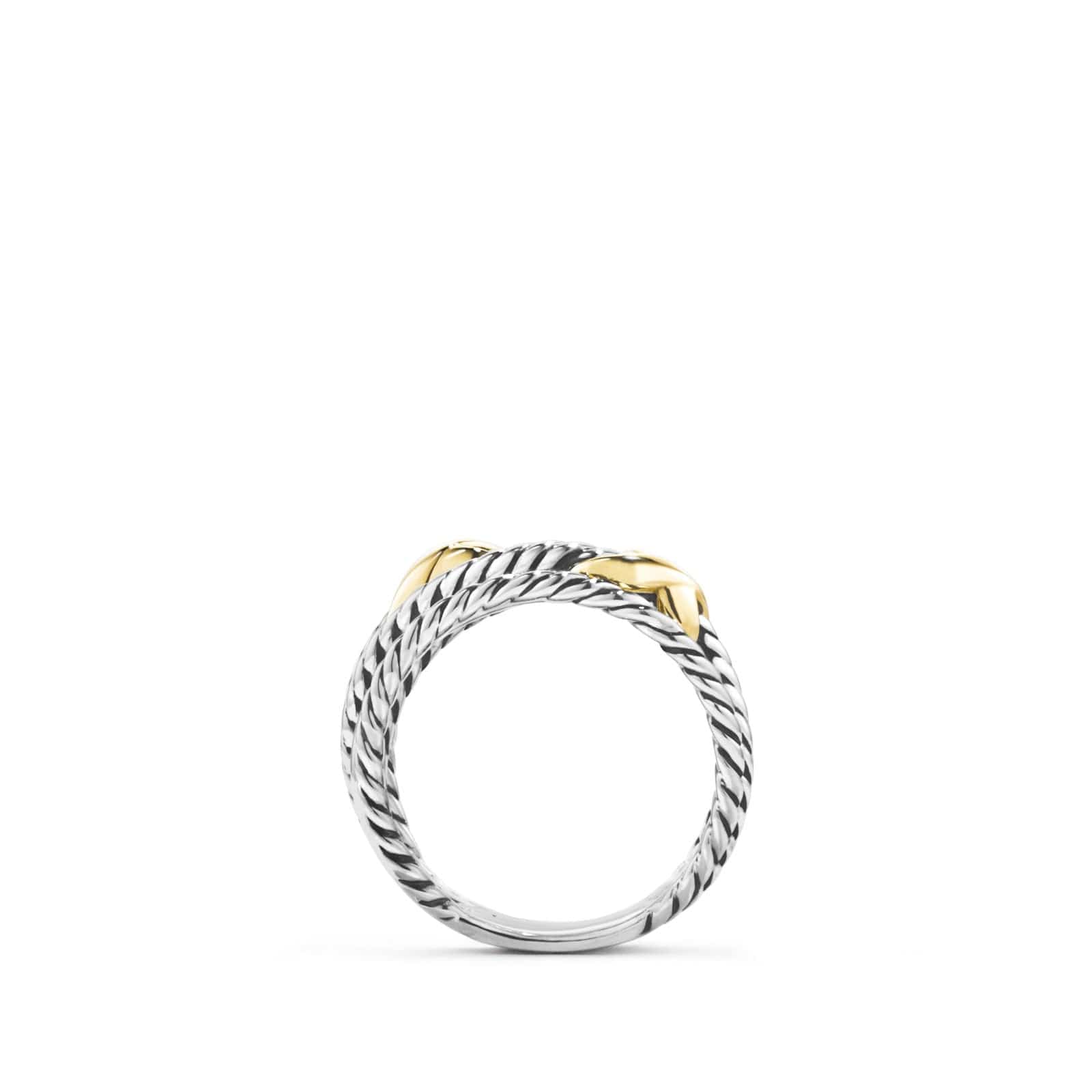 Double X Crossover Ring in Sterling Silver with 18K Yellow Gold, 13mm - Image 4