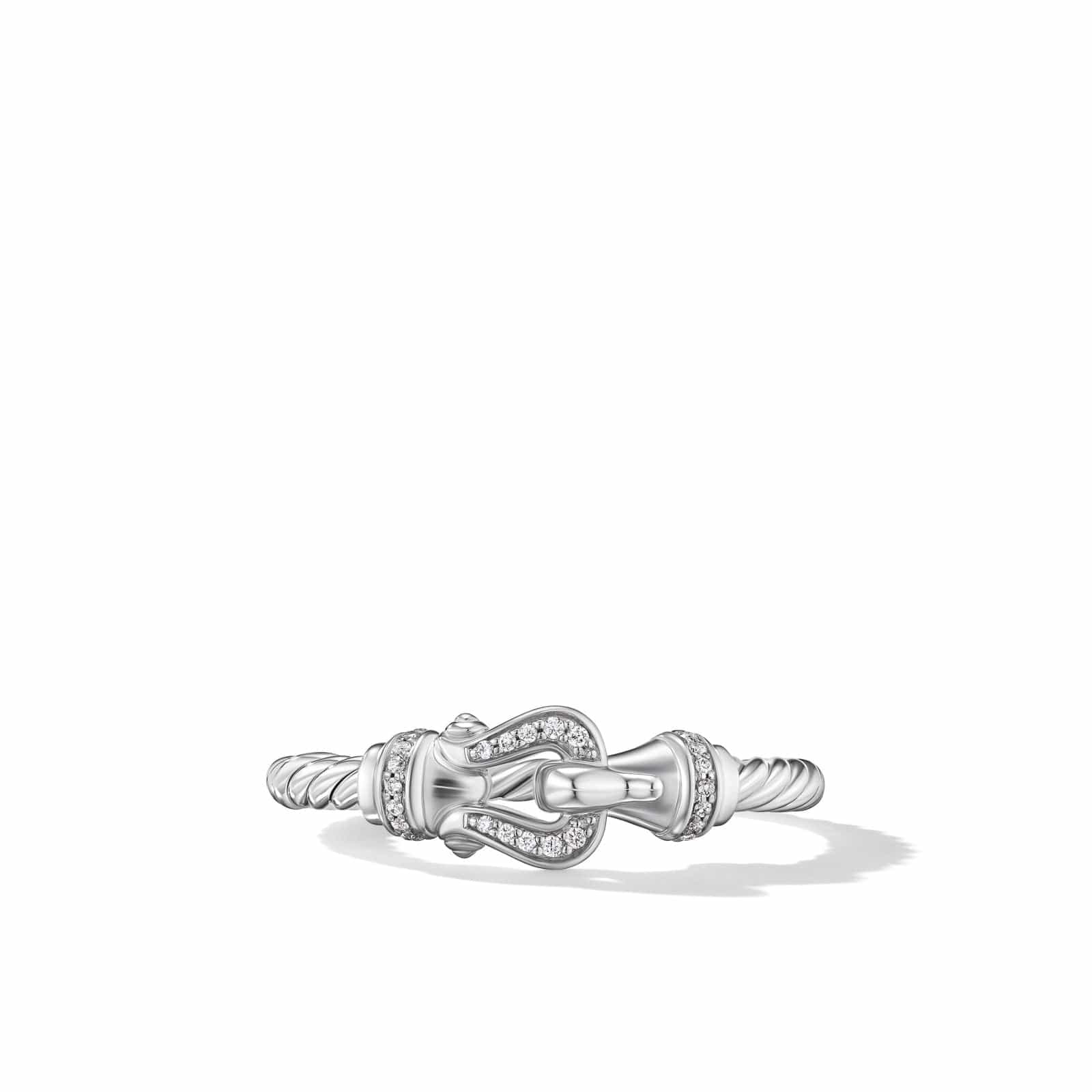 Petite Buckle Ring in Sterling Silver and Diamonds, 2mm - Image 3