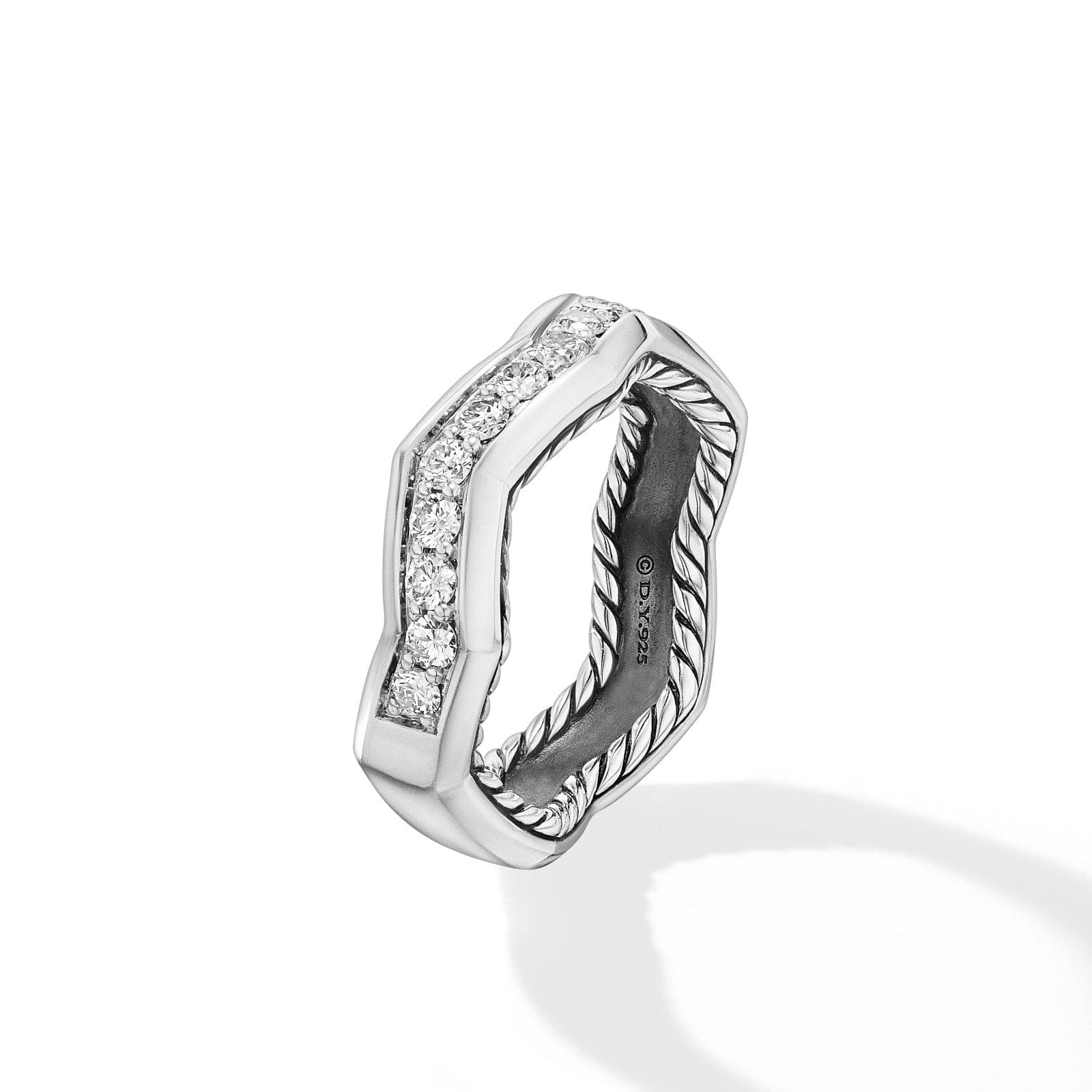 Zig Zag Stax™ Ring in Sterling Silver with Diamonds, 5mm - Image 2