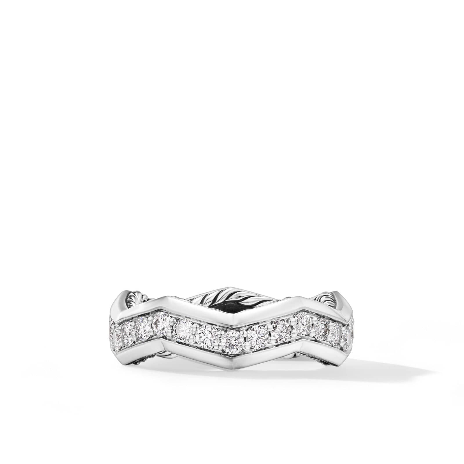 Zig Zag Stax™ Ring in Sterling Silver with Diamonds, 5mm - Image 3