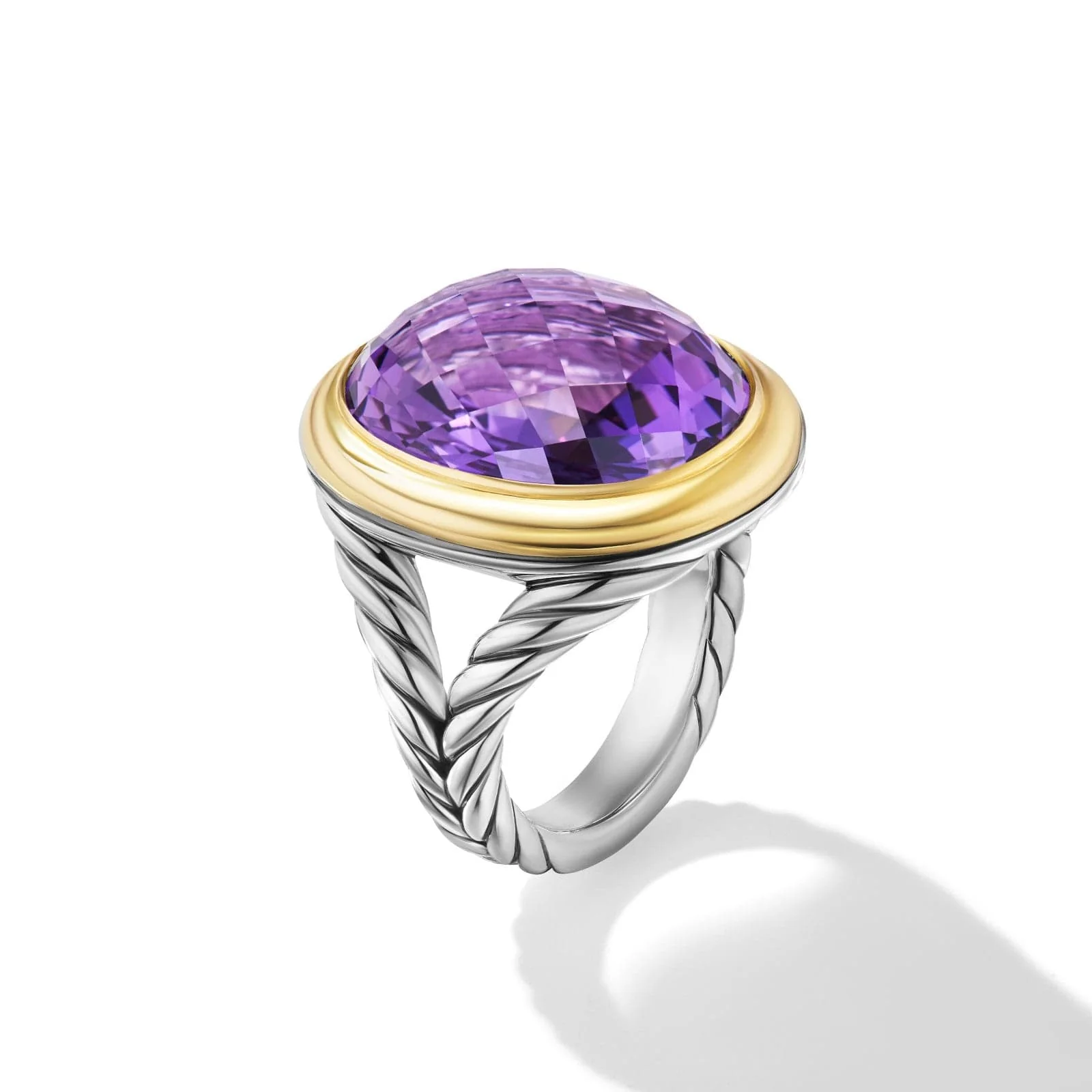 Albion® Oval Ring in Sterling Silver with 18K Yellow Gold and Amethyst, 21mm - Image 2