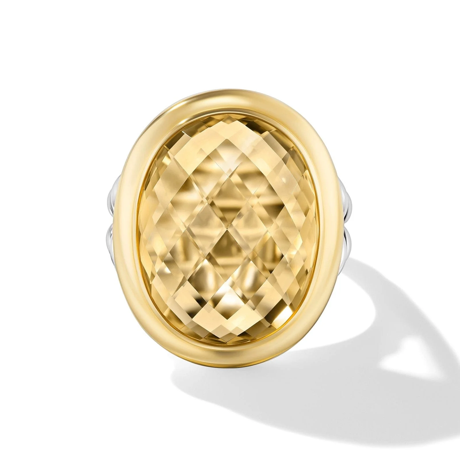 Albion® Oval Ring in Sterling Silver with 18K Yellow Gold and Champagne Citrine, 21mm - Image 3