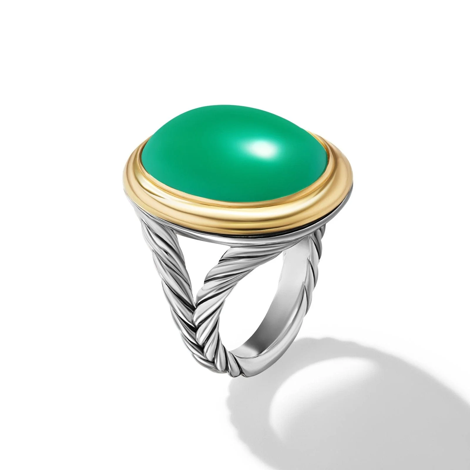 Albion® Oval Ring in Sterling Silver with 18K Yellow Gold and Green Onyx, 21mm - Image 2