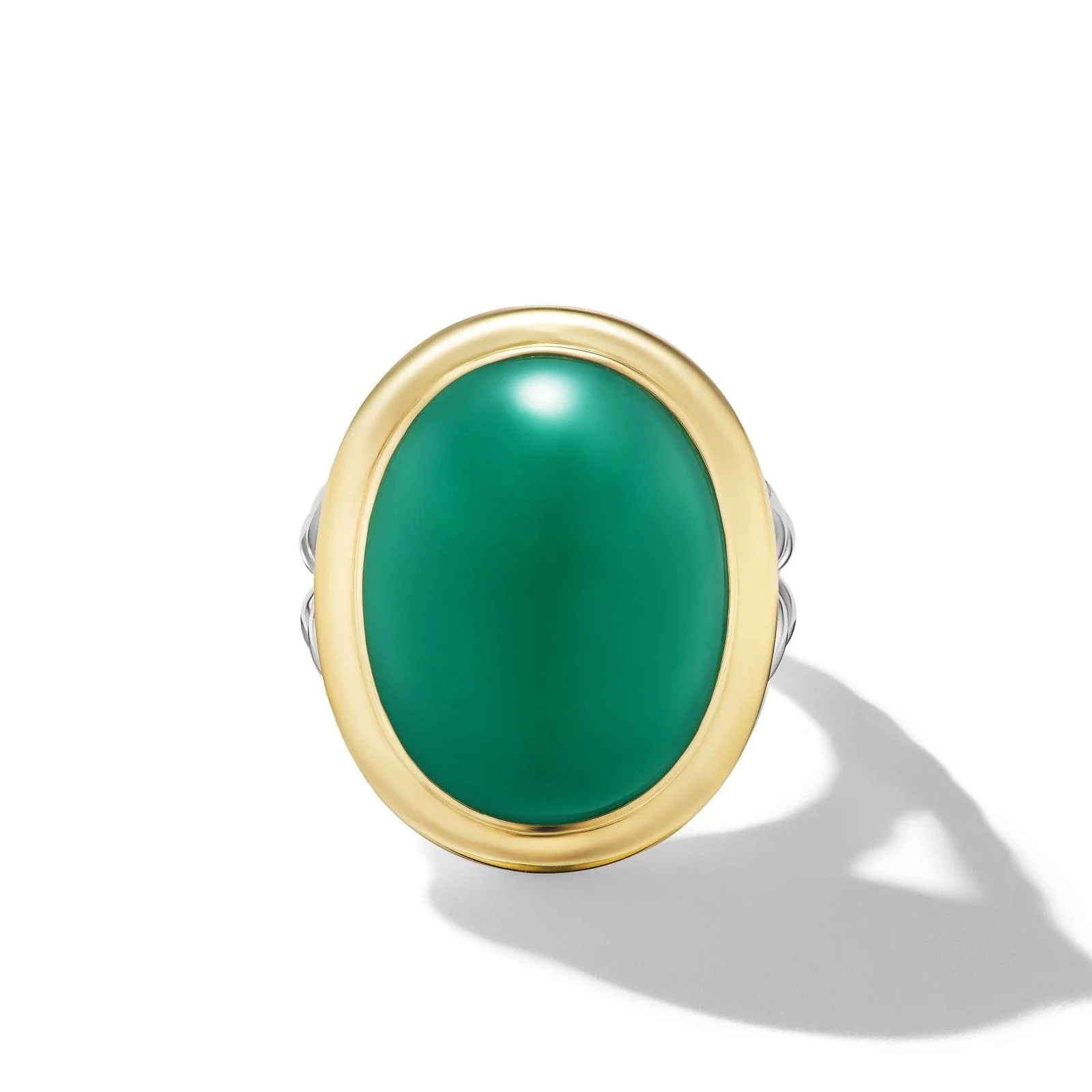 Albion® Oval Ring in Sterling Silver with 18K Yellow Gold and Green Onyx, 21mm - Image 3