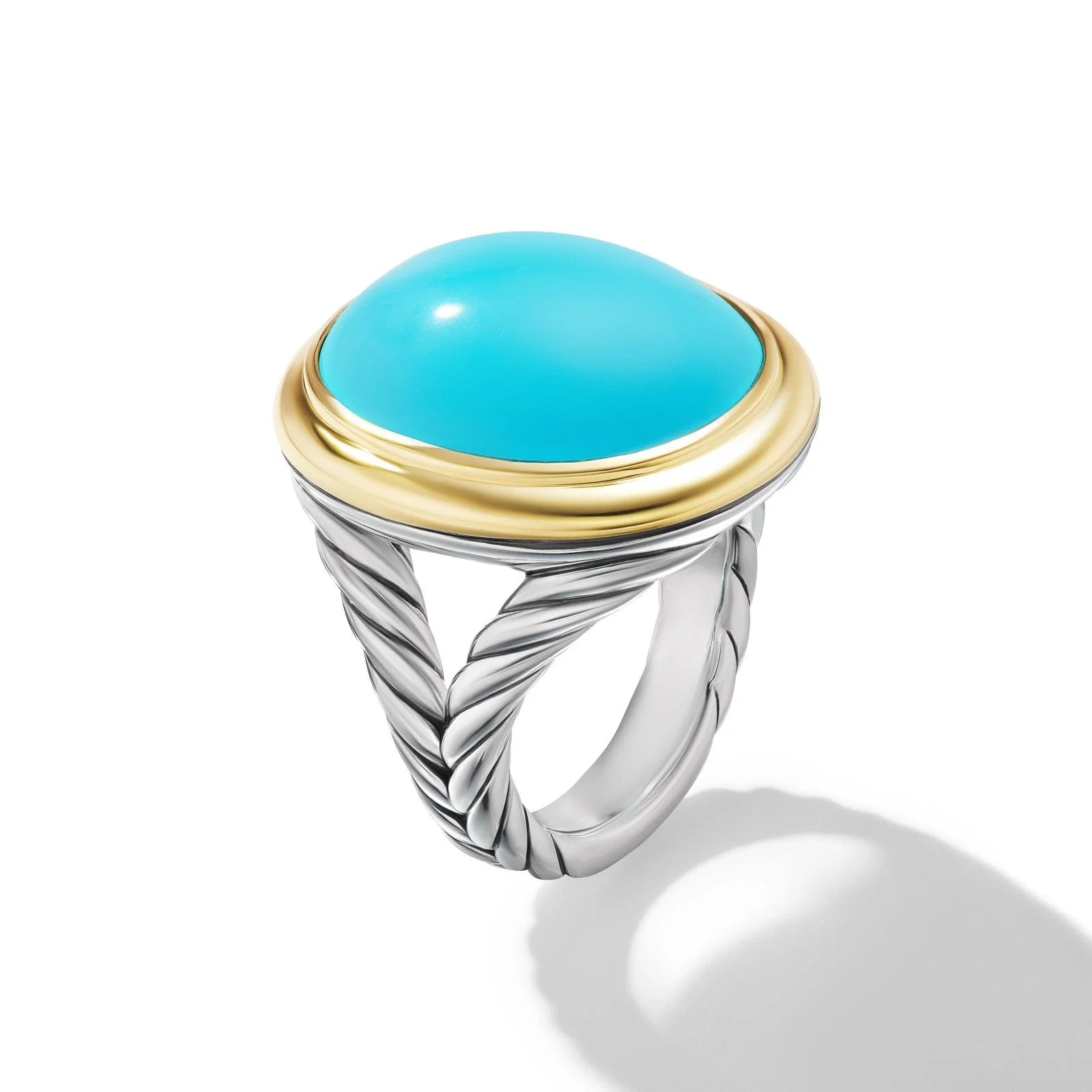 Albion® Oval Ring in Sterling Silver with 18K Yellow Gold and Turquoise, 21mm - Image 2