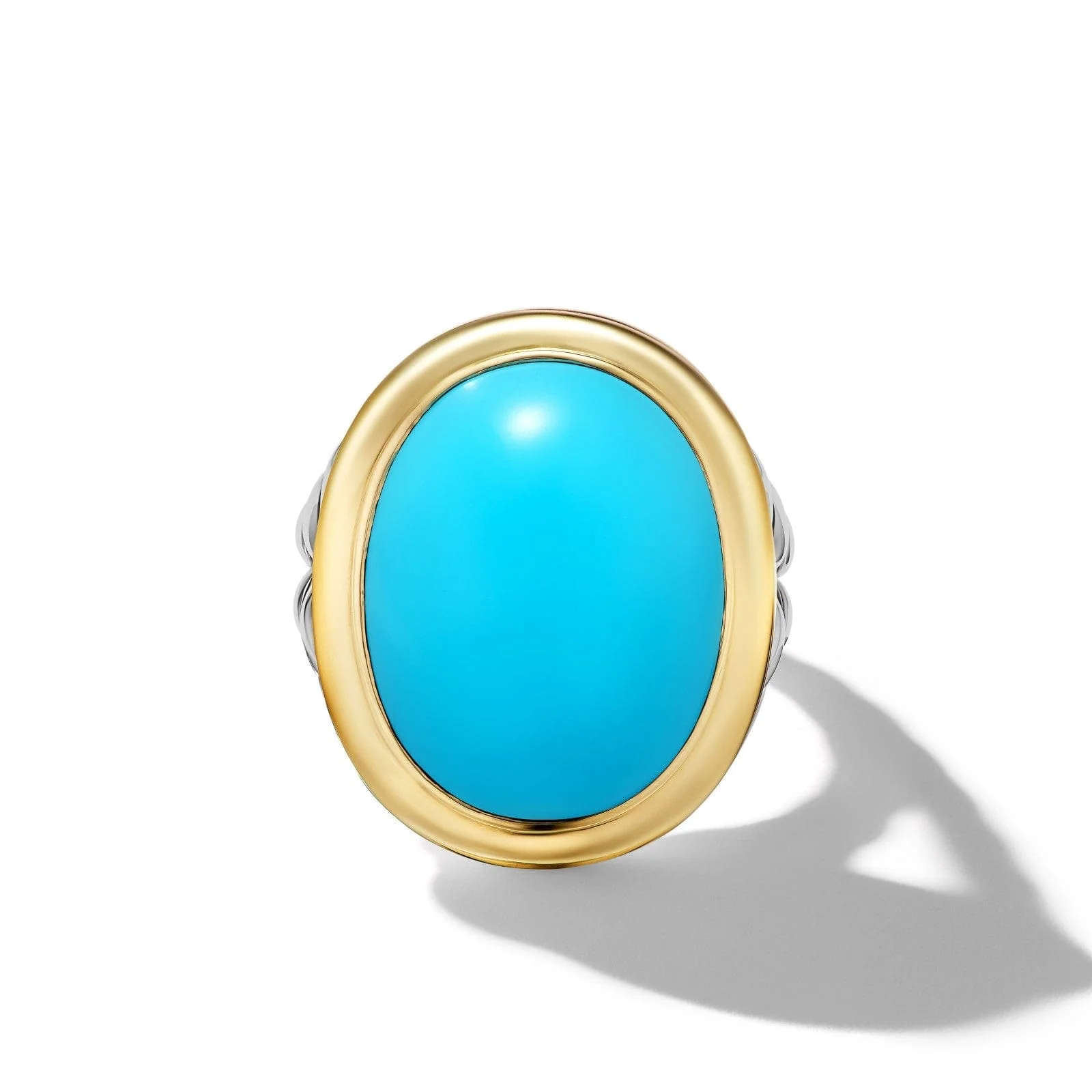 Albion® Oval Ring in Sterling Silver with 18K Yellow Gold and Turquoise, 21mm - Image 3