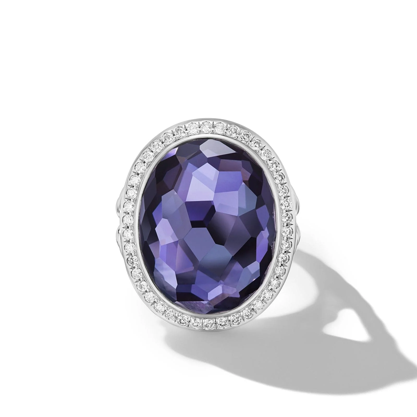 Albion® Oval Ring in Sterling Silver with Black Orchid and Diamonds, 21mm - Image 3