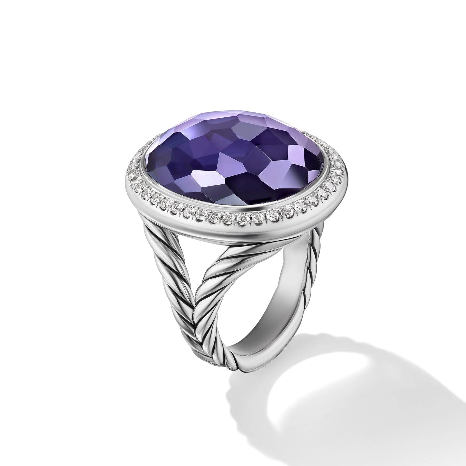 Albion® Oval Ring in Sterling Silver with Black Orchid and Diamonds, 21mm - Image 2