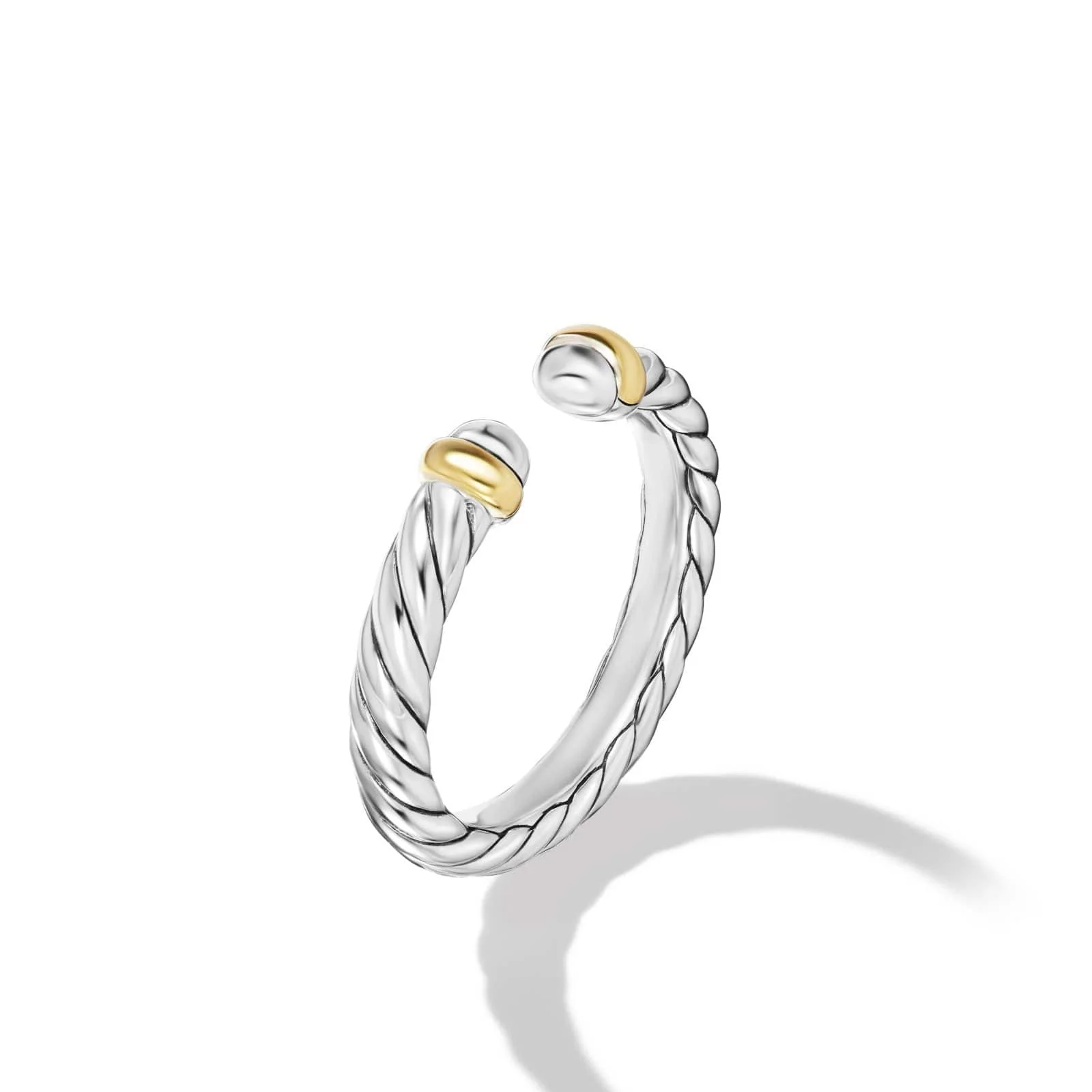 Petite Cable Ring in Sterling Silver with 14K Yellow Gold, 3.4mm - Image 2