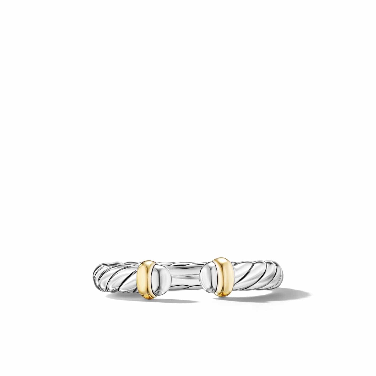 Petite Cable Ring in Sterling Silver with 14K Yellow Gold, 3.4mm - Image 3