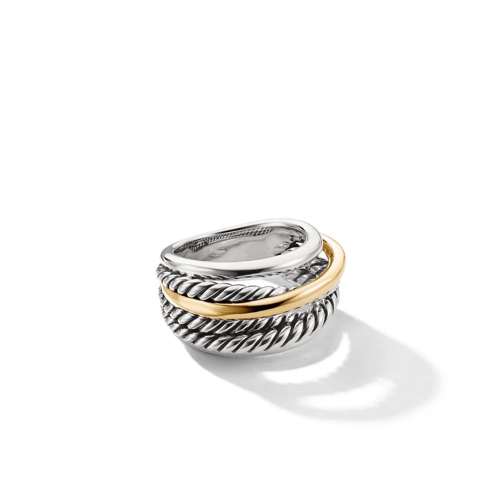 Crossover Ring in Sterling Silver with 14K Yellow Gold, 14.7mm